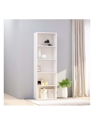 Sonata 5-етажна библиотека, бяла, 60x30x189 см, ПДЧ