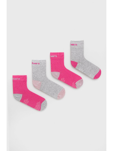 Детски чорапи Skechers (4 чифта) в лилаво