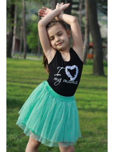 Детска туту пола пачка в тюркоаз/мента на звездички