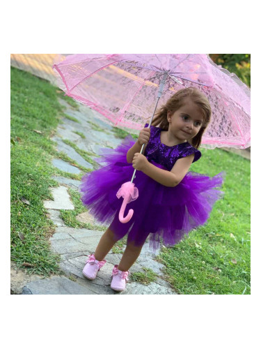 Официална детска рокля в лилаво от пайети и тюл на пластове Хава