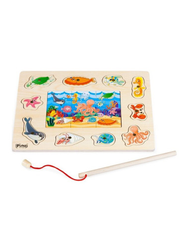 Магнитен дървен пъзел Pino - Риболов