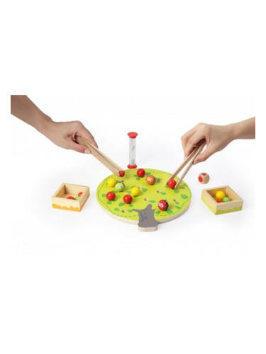 Дървена игра за сръчност с пинсети, Pino - Ябълково дърво