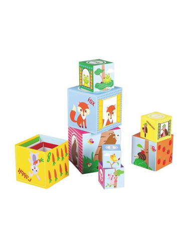  Кула от картонени кубчета за най-малките Lelin - "Весели животни"