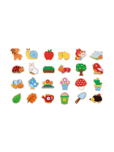 Дървени магнити Lelin  - "Градина", 24 броя