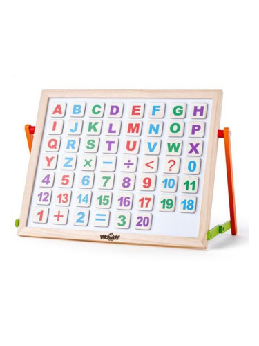 Двустранна настолна магнитна дъска с букви и цифри Woody