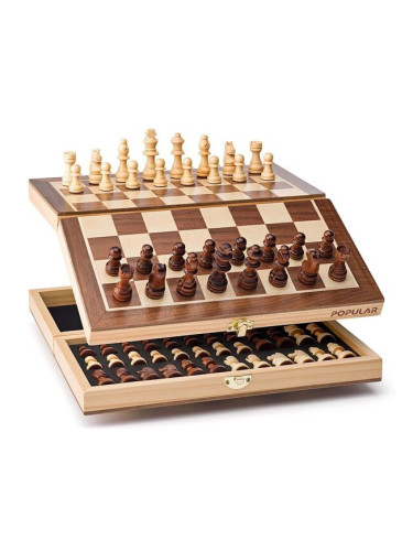 Дървен луксозен магнитен шах Popular