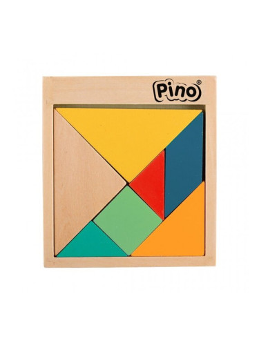 Дървен танграм Pino, пастелни цветове