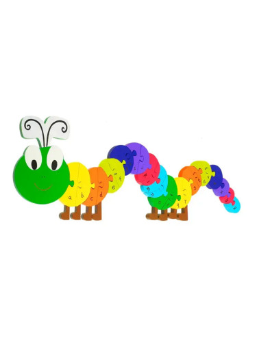 Голям дървен пъзел от серия "Animals" - Гъсеница, Orange Tree Toys