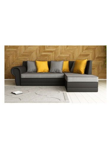 Ъглов диван Rio-dst, черно и сиво
