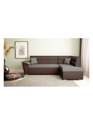 Ъглов диван Sonata-dst, кафяво и сиво