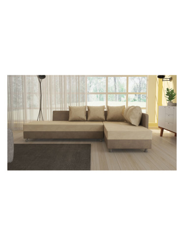 Ъглов диван Hawai-dst, бежово и кафяво