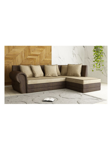 Ъглов диван Rio-dst, бежово и кафяво
