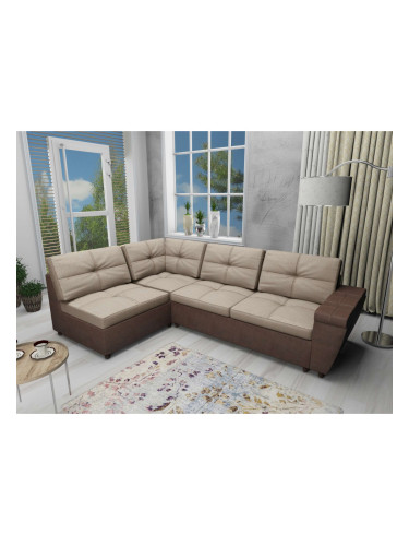Ъглов диван Doris-dst, кафяво и бежово