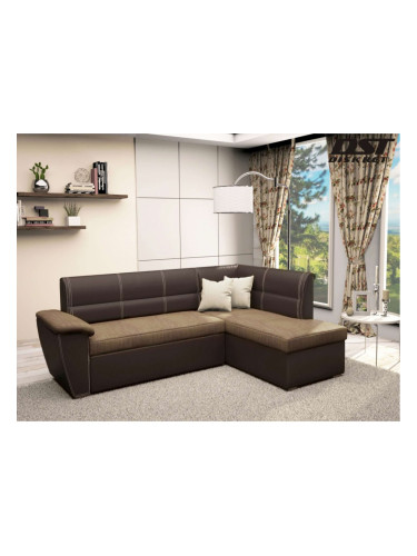 Ъглов диван Sonata-dst, венге кожа и кафяво