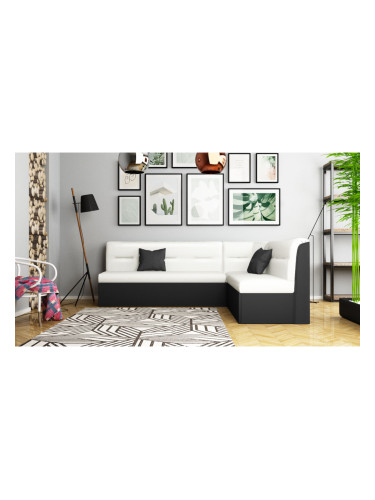 Кухненски ъгъл Janet-dst, черно и бяла кожа