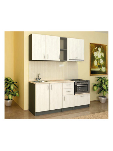 Кухня K 2-dst, антрацид и бял дъб