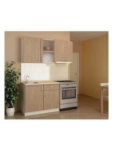 Кухня K 2-dst, бежово и дъб амбер