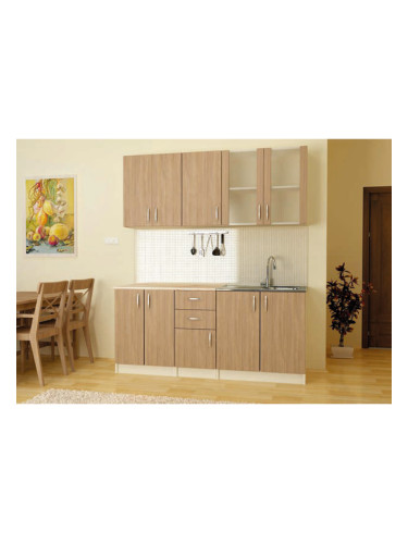 Кухня K 4-dst, бежово и дъб амбер