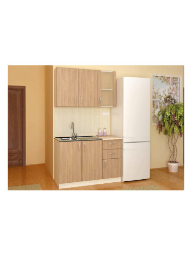 Кухня K 5-dst, бежово и дъб амбер