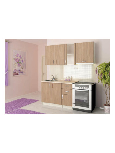 Кухня K 3-dst, бежово и дъб амбер