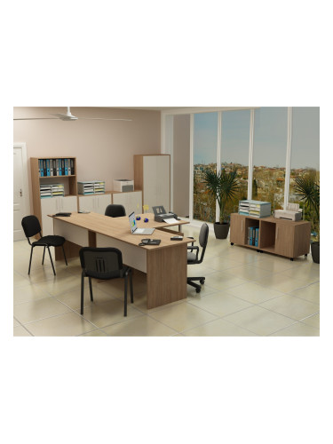 Офис обзавеждане 3-dst, дъб амбер и бежово