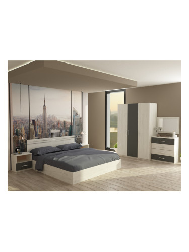 Спален комплект за матрак 164/190 Marina-dst, бял дъб и антрацид