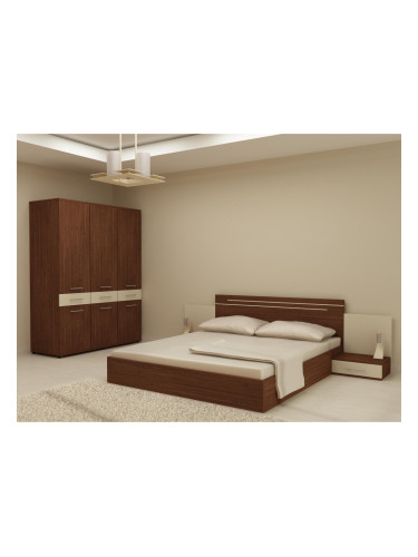 Спален комплект Kiara-dst за матрак 164/190, венге и бежово