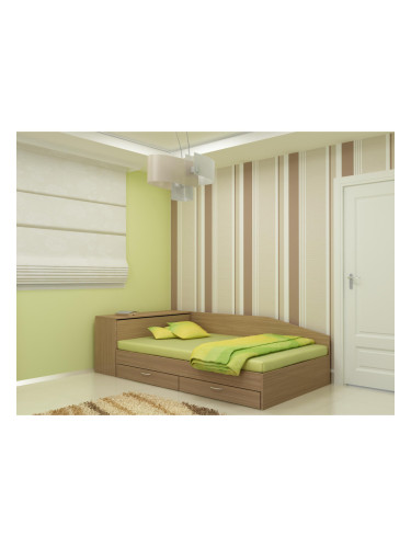 Легло за матрак с чекмеджета 120/190 Prista-dst, дъб амбер