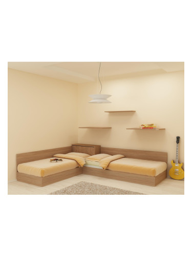 Ъглови легла с матраци-dst 82/190, дъб амбер