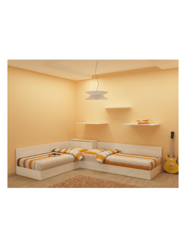 Ъглови легла с матраци-dst 82/190, бял дъб