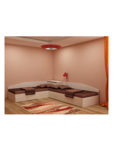 Ъглови легла с чекмеджета и матраци-dst 82/190, бял дъб 