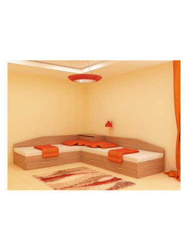 Ъглови легла с чекмеджета и матраци-dst 82/190, дъб амбер