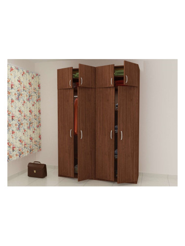 Четирикрилен гардероб с надстройка G 17-dst, венге