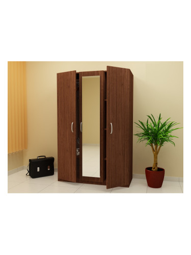 Трикрилен гардероб с огледало G 11-dst, венге
