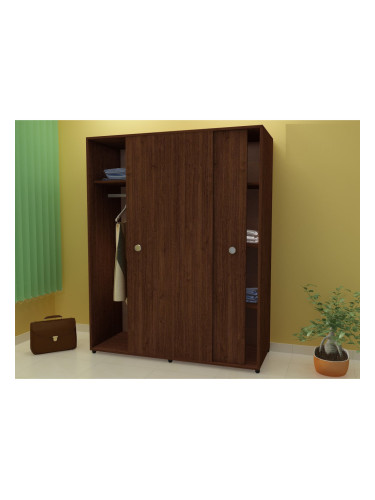 Гардероб с плъзгащи врати 150 см, G 14-dst, венге