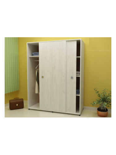 Гардероб с плъзгащи врати 150 см, G 14-dst, бял дъб