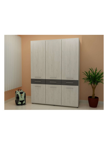 Трикрилен гардероб Kiara-dst, бял дъб