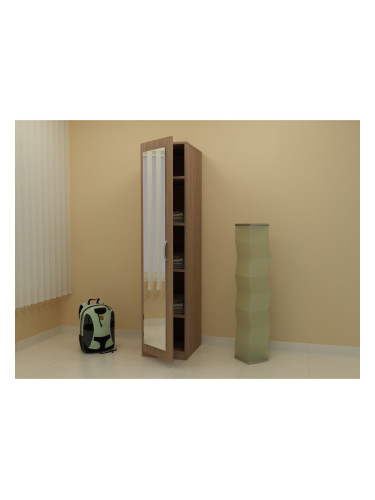 Еднокрилен гардероб с огледало G 8-dst, дъб амбер