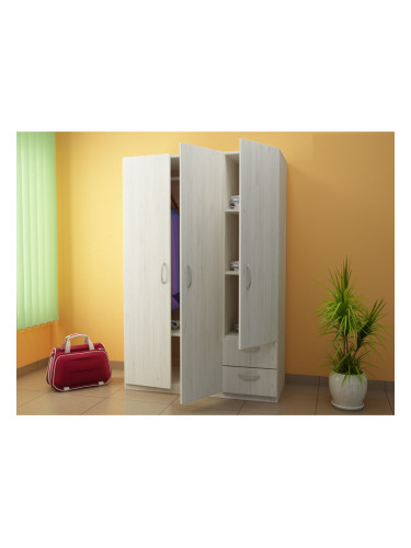 Трикрилен гардероб G 12-dst, бял дъб