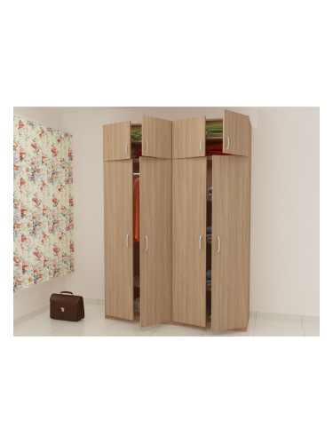 Четирикрилен гардероб с надстройка G 17-dst, дъб амбер