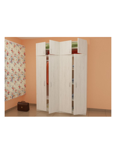 Четирикрилен гардероб с надстройка G 17-dst, бял дъб