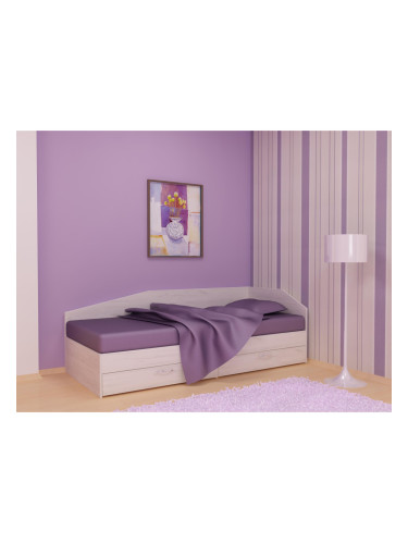 Легло за матрак 82/190 с чекмедже Krisi-dst, бял дъб