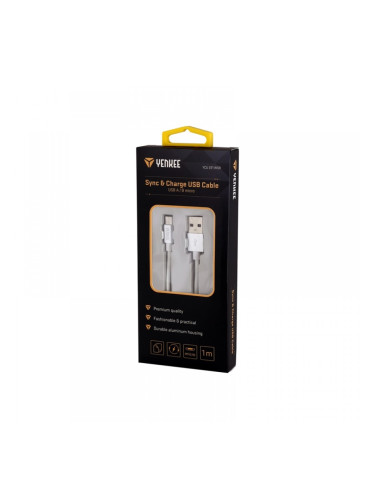 Yenkee Кабел 221 WSR, USB-A Male към Micro USB-B Male, 1 m