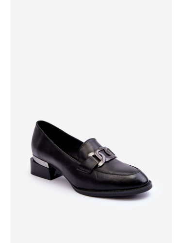 Leather Moccasins on heels black Sakina