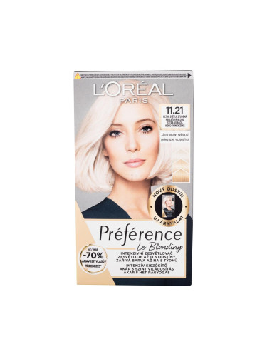 L'Oréal Paris Préférence Le Blonding Боя за коса за жени 1 бр Нюанс 11.21 Ultra Light Cold Pearl Blonde увредена кутия