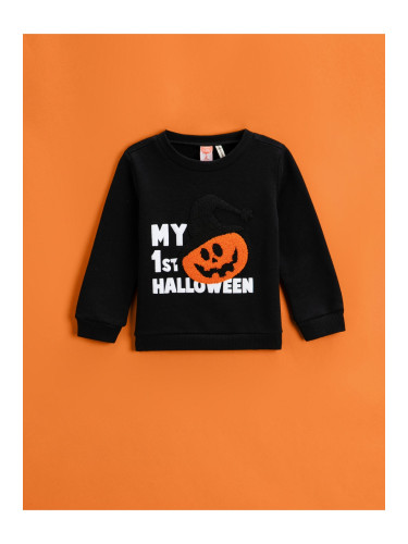 Koton Pumpkin Print Sweatshirt Crew Neck Long Sleeve