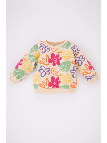 DEFACTO Baby Girls Regular Fit Crew Neck Floral Sweatshirt