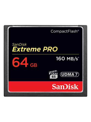 Карта памет SANDISK Extreme PRO, CompactFlash, 64GB, VPG 65, 160 Mb/s