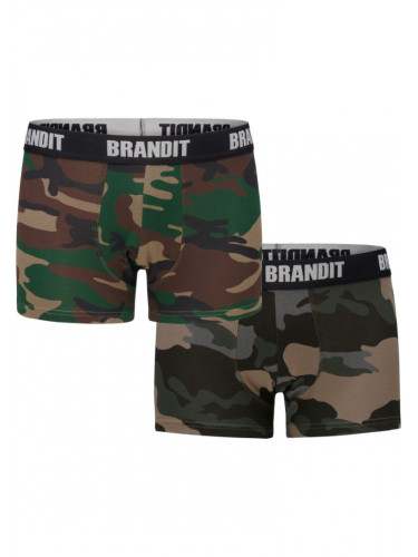 Два чифта боксерки в камуфлажни цветове Brandit Boxershorts Logo 2er Pack woodland/darkcamo 