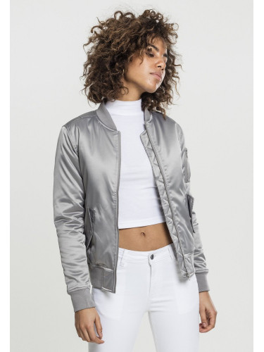 Дамско яке бомбър Urban Classics Ladies Satin Bomber Jacket в сребристо